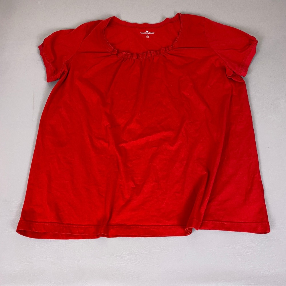 Woman Within T-Shirt Plus Size 1X 22/24 Red Cotton‎ Short Sleeve Scoop Neck
